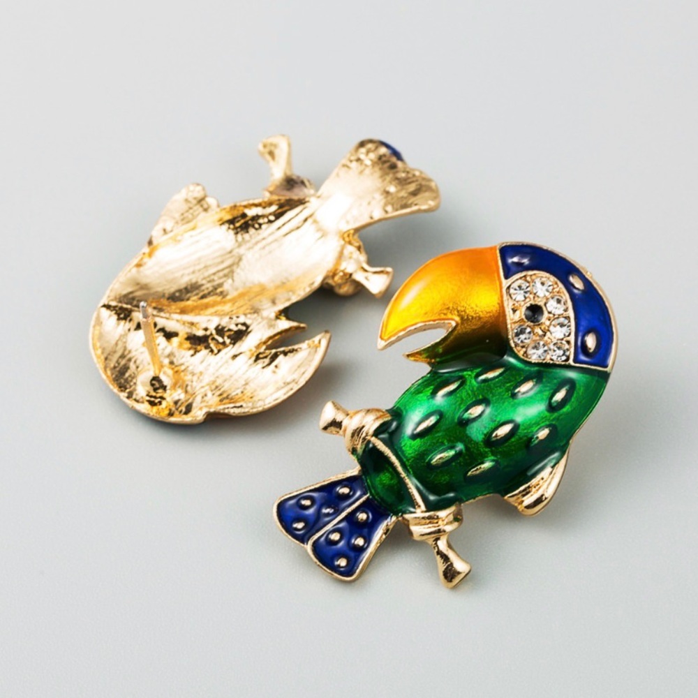 Any 2/$20! Gold/Green/Blue Parrot Earrings - Picture 3 of 7